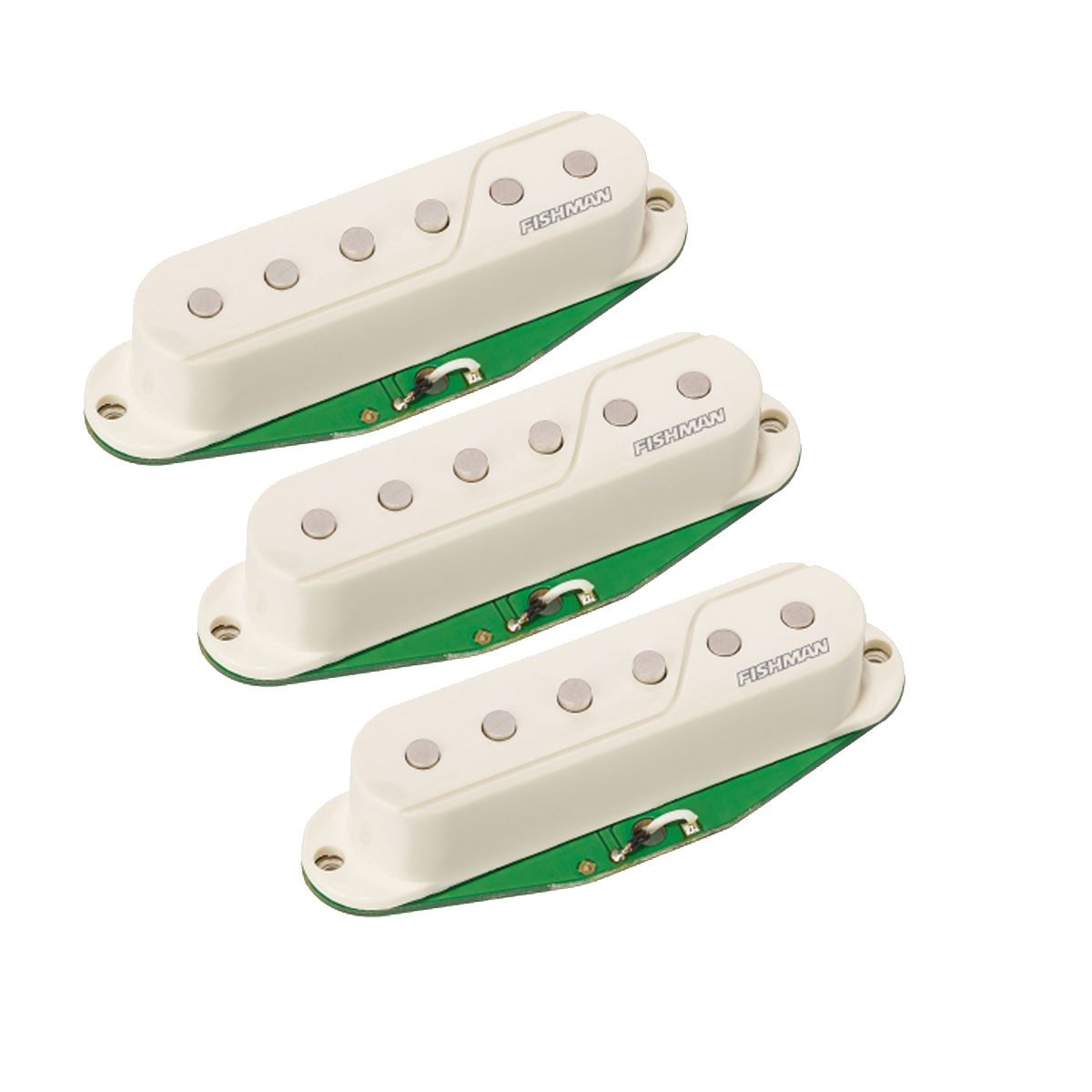 Fishman Fluence Single Width Loaded Pickguard set of 3 for Strat - white