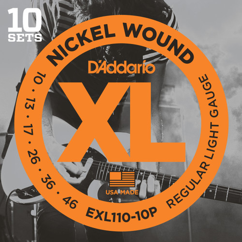 D'addario EXL110 Regular Light Guitar Strings 10 sets Pro Pack