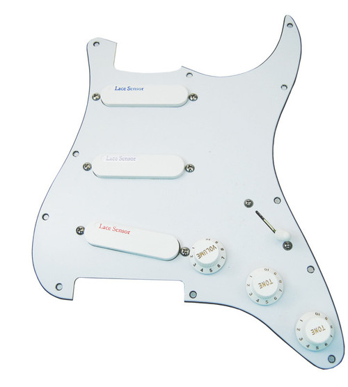 Lace Sensor Plus Pack Blue, Silver, Red Loaded Pickguard - white
