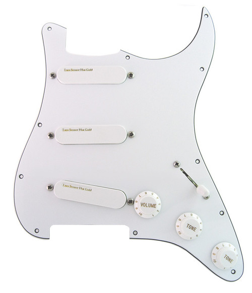 Lace Sensor Hot Gold w/ 13.2 k bridge Loaded Pickguard - white