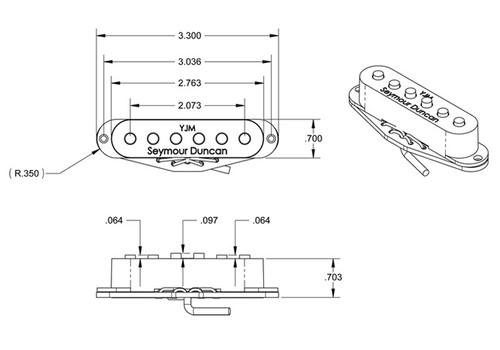 Seymour Duncan YJM Fury STK-S10 Single Coil Pickup Set (N/M/B) - White