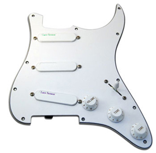 Lace Sensor Rainbow Pack (Emerald, Silver, Purple) Loaded Pickguard - white