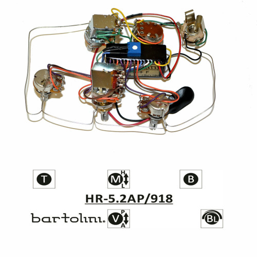 Bartolini HR-5.2AP Pre-Wired 3 Band EQ Active/Passive Vol, blend, treble, bass, push/pull mid Bartolini HR-5.2AP Pre-Wired 3 Band EQ Active/Passive Vol, blend, treble, bass, push/pull mid