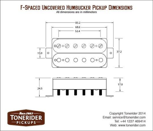 Tonerider AC4 Alnico IV Bridge Humbucker - white, F-spaced