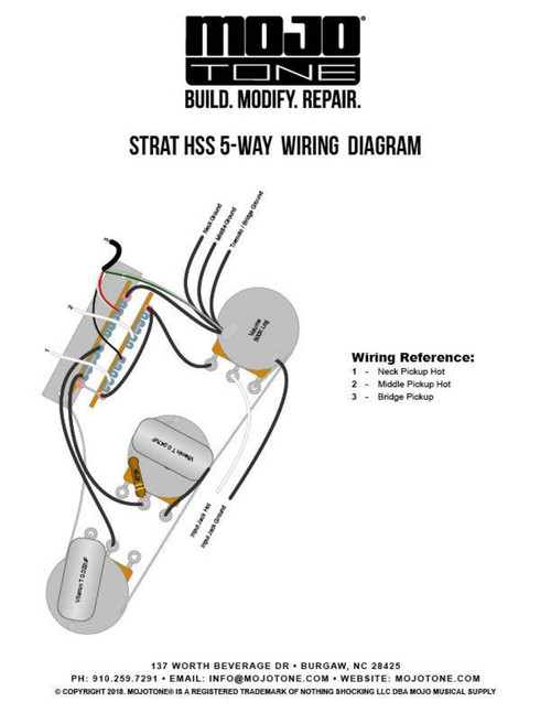 Mojotone Pre-Wired Strat HSS Wiring Harness