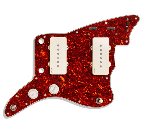 EMG JMaster System Pre-wired pickguard - Tortoise Shell pickguard, Ivory pickups, parchment knobs EMG JMaster System Pre-wired pickguard - Tortoise Shell pickguard, Ivory pickups, parchment knobs