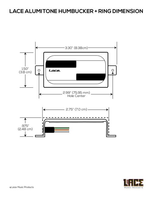 Lace Alumitone Humbucker w/ trim ring - chrome