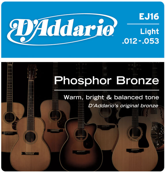 D'addario Phosphor Bronze Acoustic Guitar Light EJ16 Strings