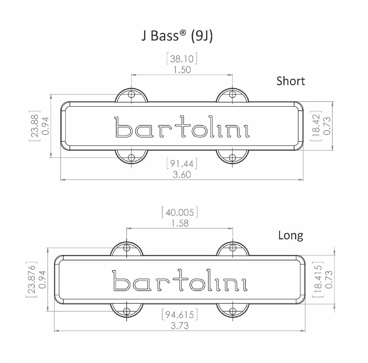 Bartolini 9CBJD1 4-String Classic Dual Coil J Bass pickup set