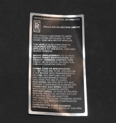 1976 Emission Control Information Sticker (TSSticker)