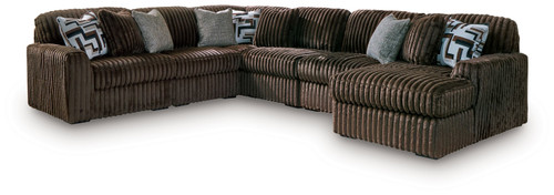 Midnight-Madness - 6-Piece Sectional With RAF Corner Chaise - Chocolate