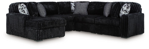 Midnight-Madness - 6-Piece Sectional With LAF Corner Chaise - Onyx