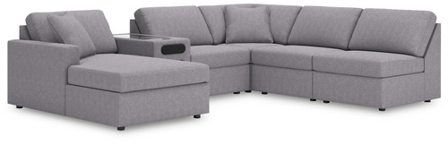 Modmax - 6-Piece Sectional With Laf Corner Chaise And Audio System Console - Granite