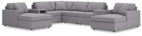 Modmax - 8-Piece Double Chaise Sectional With Audio And Storage Consoles - Granite
