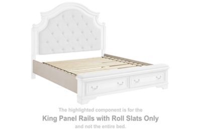 Realyn - King Panel Rails w/Roll Slats - Chipped White