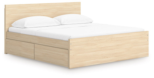 Onita - King Panel Platform Bed With 2 Side Storage - Natural