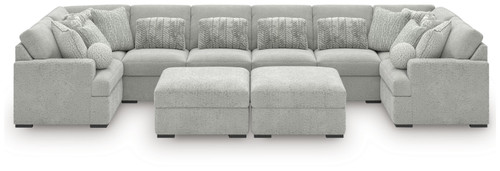 Cuddle Plush - 10-Piece Sectional With 2 Oversized Ottomans - Arctic