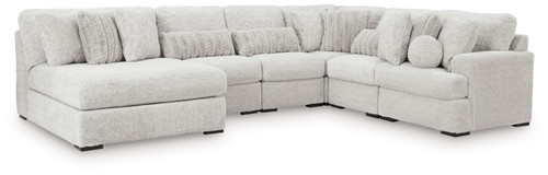 Cuddle Plush - 6-Piece Sectional With Armless Chaise And RAF Corner Chair - Arctic