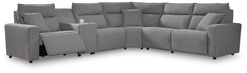 Modmax II - 6-Piece Power Reclining Sectional With Console - Salt And Pepper