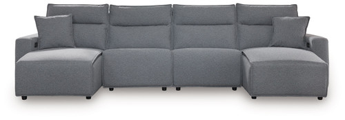 Modmax II - 4-Piece Power Reclining Sectional With Double Chaise - Salt And Pepper