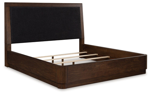 Dilenno - Queen Upholstered Panel Bed - Dark Brown