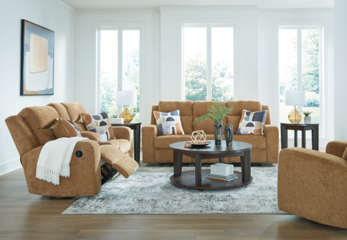 Kanlow - 3 Pc. - Reclining Sofa, Reclining Loveseat With Console, Rocker Recliner - Honey