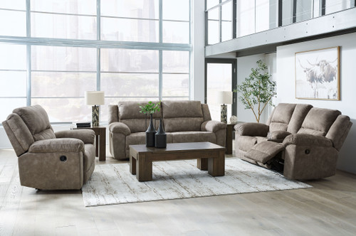 Laresview - 3 Pc. - Reclining Sofa, Reclining Loveseat With Console, Recliner - Fossil
