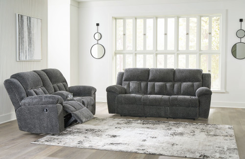 Frohn - 2 Pc. - Reclining Sofa, Reclining Loveseat With Console - Graphite