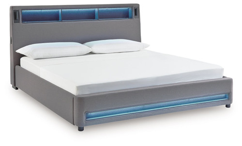Verishaw - King Upholstered Bed - Gray