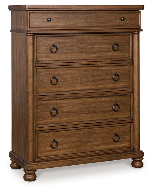 Rowlenstown - Five Drawer Chest - Brown
