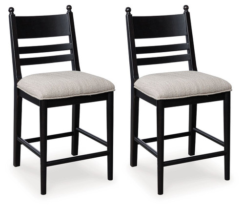 Greddinton - Upholstered Barstool (Set of 2) - Black