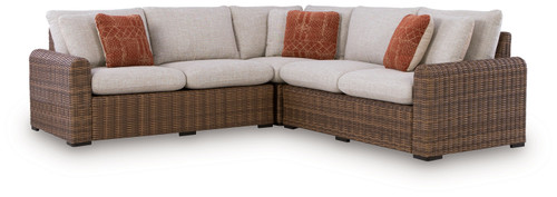 Dolan Creek - 3-Piece Outdoor Sectional - Beige / Brown