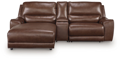 DeepWakes - 3-Piece Power Reclining Sectional With LAF Press Back Power Chaise And Storage Console - Canyon