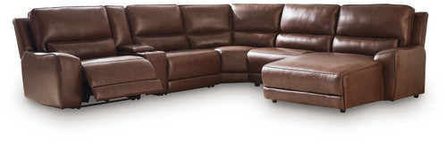 DeepWakes - 6-Piece Power Reclining Sectional With RAF Press Back Power Chaise - Canyon