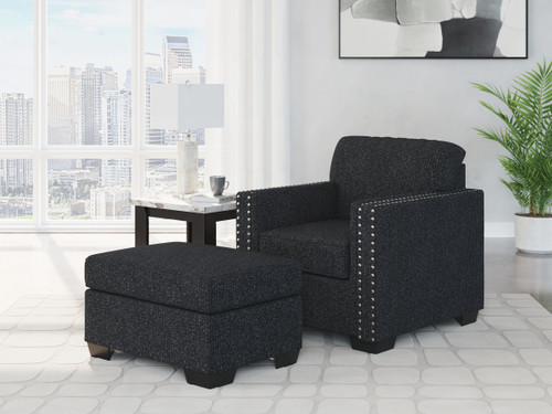 Jasmine Peaks - 2 Pc. - Chair, Ottoman - Coal