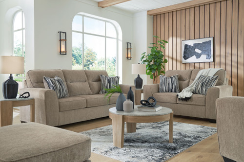 Olten - 4 Pc. - Sofa, Loveseat, Chair And A Half, Ottoman - Mocha