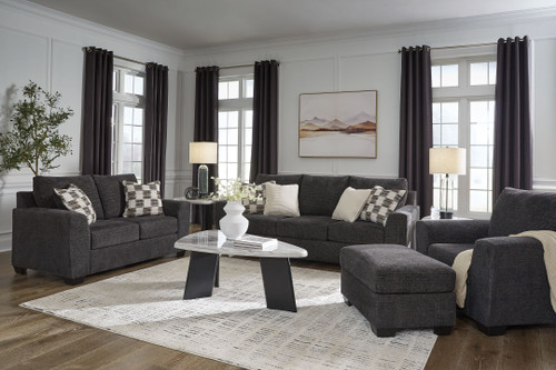Loreo - 4 Pc. - Sofa, Loveseat, Chair, Ottoman - Ebony