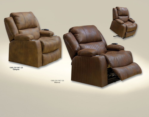 Kirk - Power Lift Lay Flat Recliner With Storage Arm & Dual Cupholders - Walnut