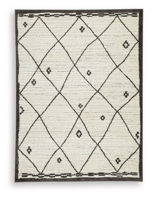 Fenriston - 5' x 8' Rug - Cream / Black