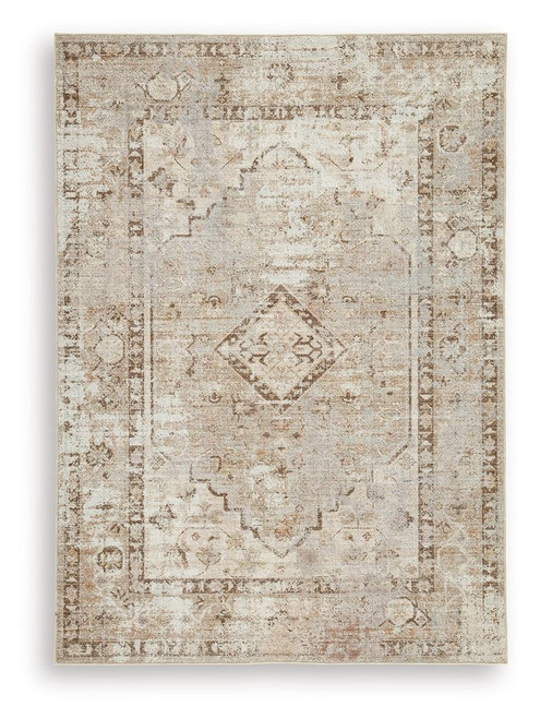 Livdon - 5' x 7' Washable Rug - Brown / Beige / Gray