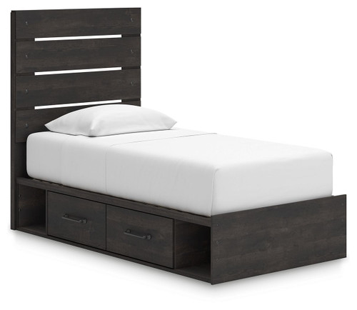 Hollivern - Twin Panel Bed With Storage - Dark Gray