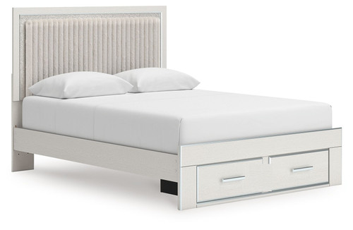 Zuraleus - Queen Upholstered Panel Platform Storage Bed - White