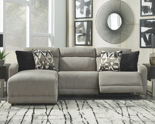 Colleyville Stone Left Arm Facing Power Chaise 3 Pc Sectional