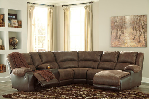 Nantahala Coffee Right Arm Facing Chaise 6 Pc Sectional