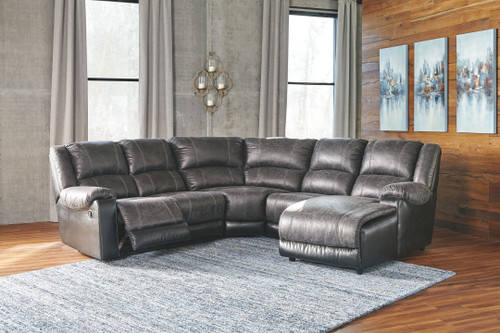 Nantahala Slate Right Arm Facing Chaise 5 Pc Sectional