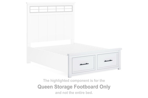Ashbryn - Queen Storage Footboard - White / Natural