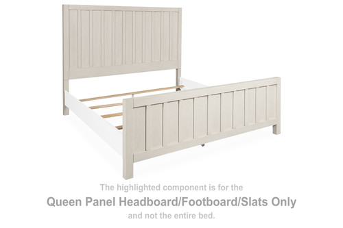Shaybrock - Queen Panel Headboard/Footboard/Slats - Antique White