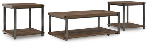 Trindwick - Occasional Table Set (Set of 3) - Brown / Gun Metal