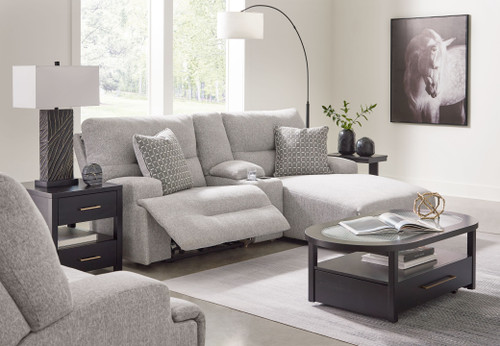 Acklen Place - 4 Pc. - 3-Piece Power Reclining Sectional Sofa With Raf Chaise, Wide Seat Power Recliner - Pewter