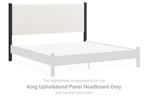 Cadmori - King Upholstered Panel Headboard - Black / White